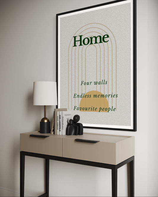 Home | Cozy Scandinavian Wall Art | Minimalist Neutral Print for Modern Living