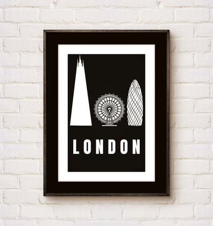 London Cityscape Art Print – Black Edition