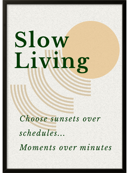 Slow Living | Ready Framed Scandinavian Wall Art | Cozy Signature Collection Minimalist Neutral Decor