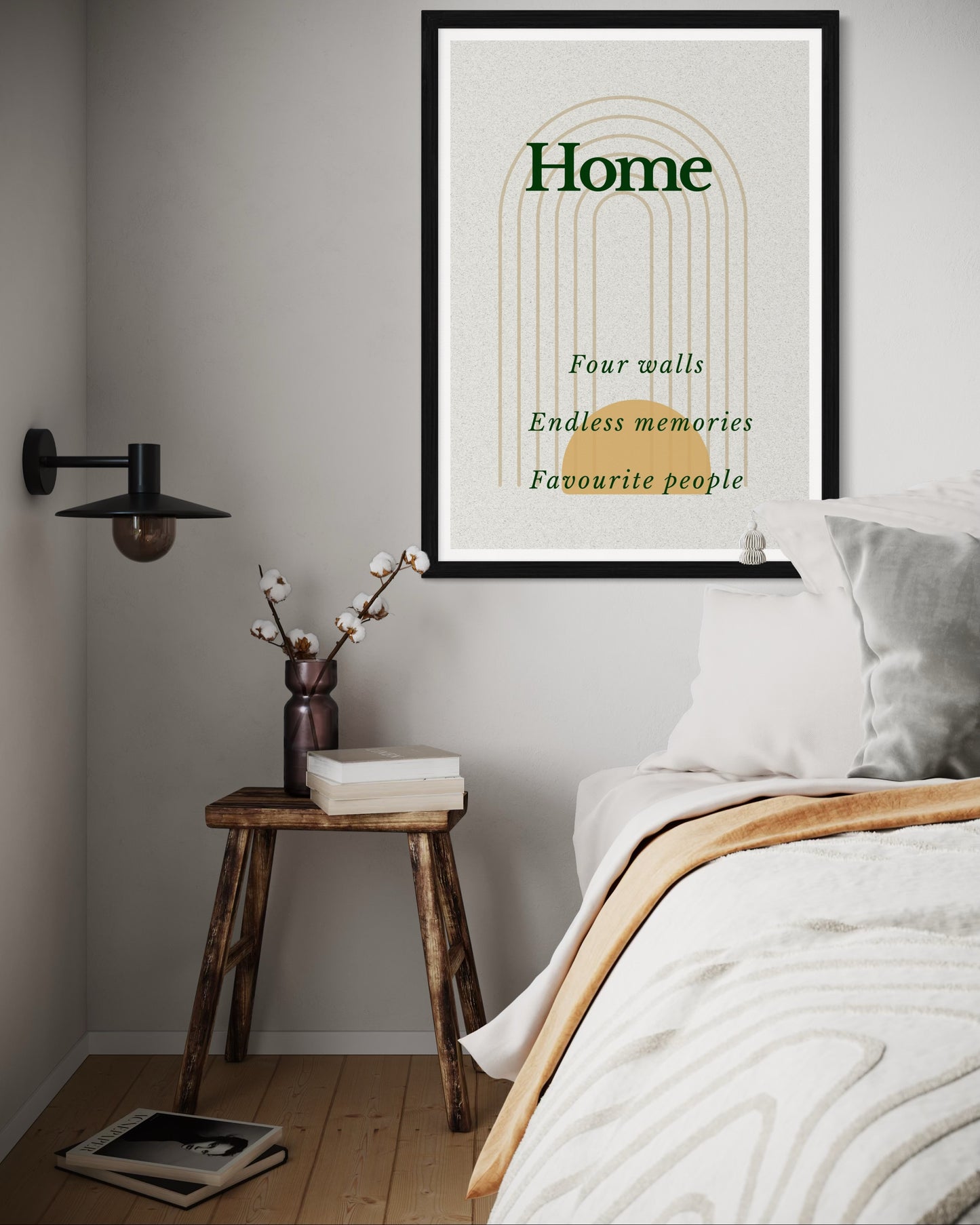 Home | Cozy Scandinavian Wall Art | Minimalist Neutral Print for Modern Living