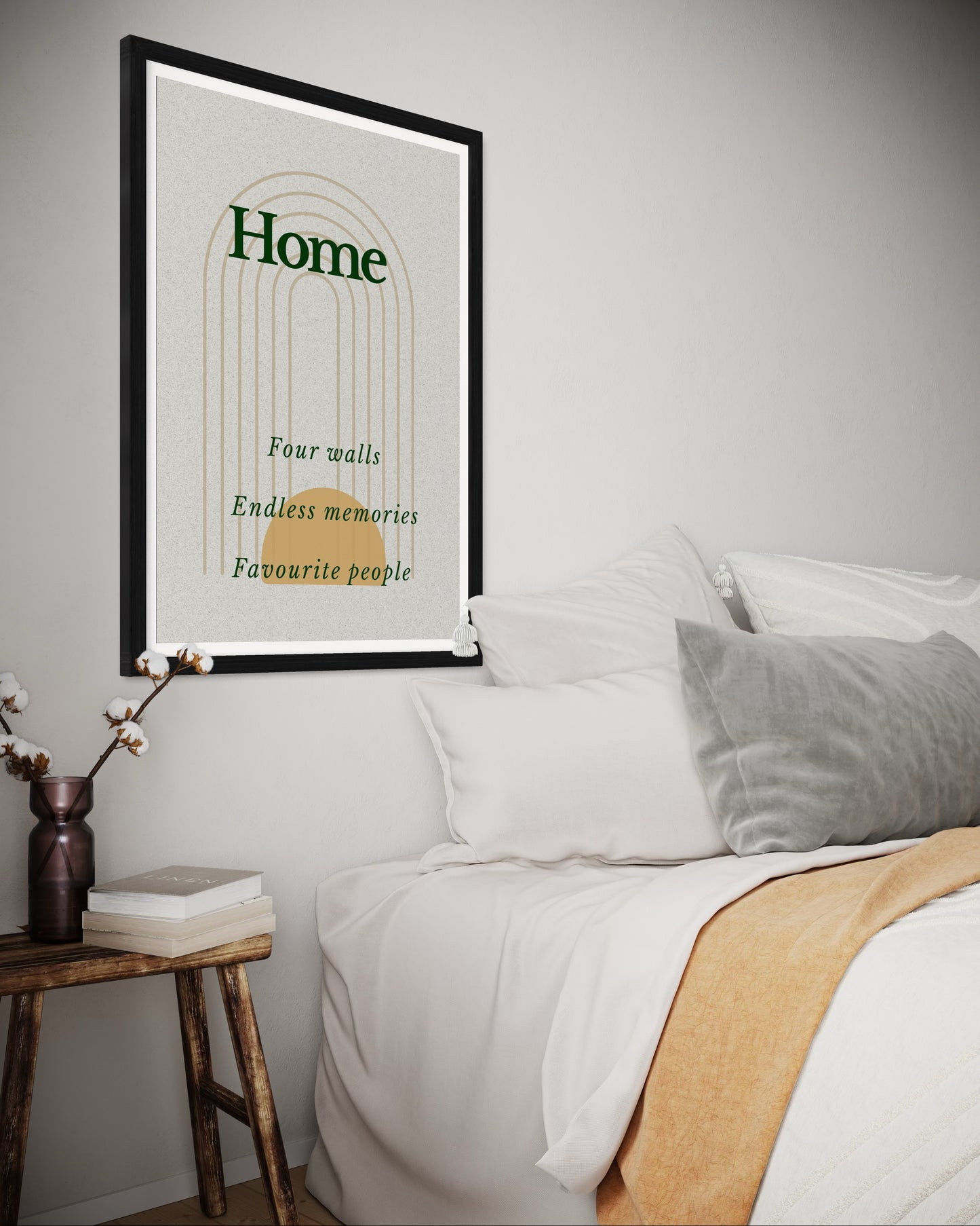 Home | Ready Framed Scandinavian Wall Art | Cozy Signature Collection Minimalist Neutral Print
