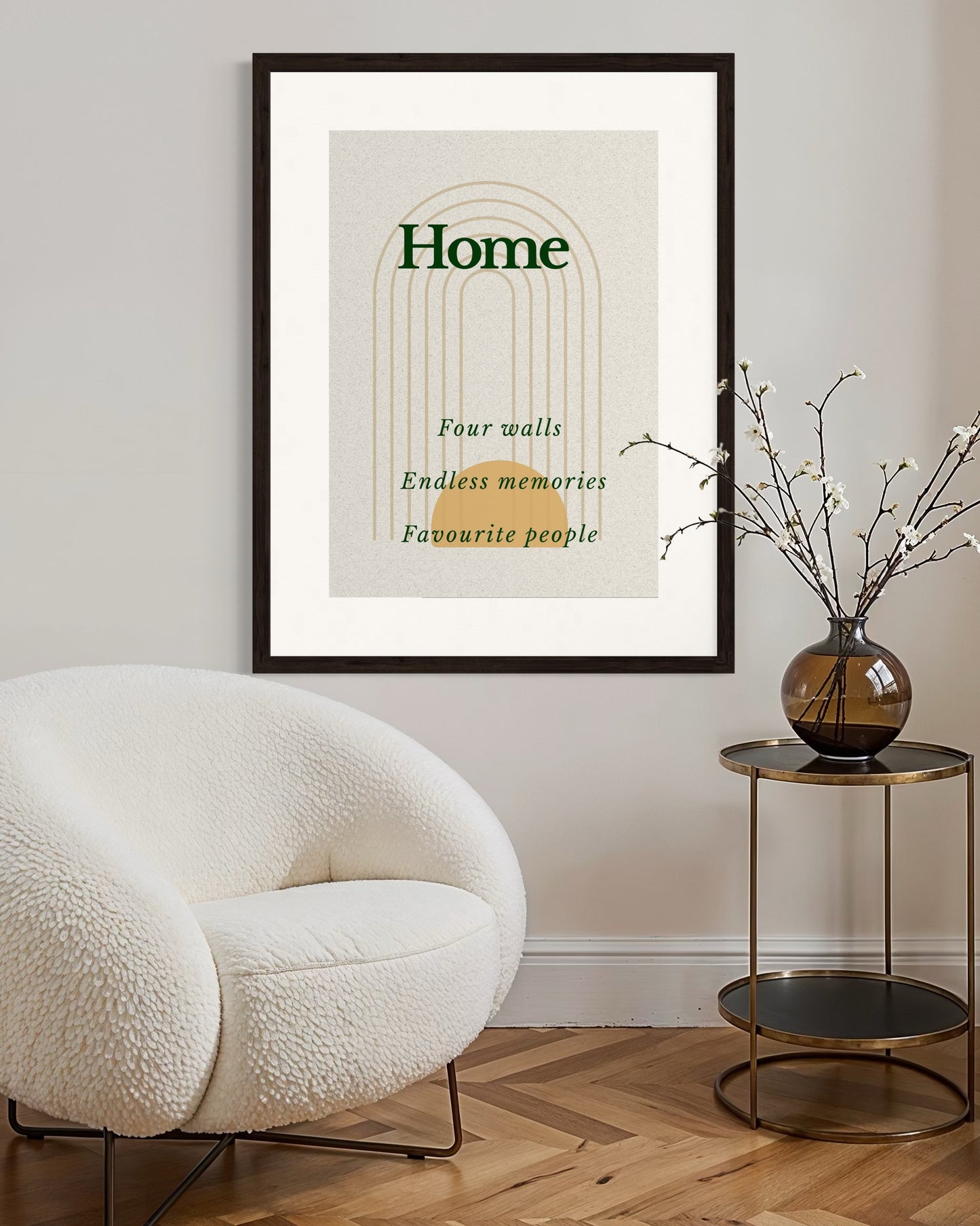 Home | Cozy Scandinavian Wall Art | Minimalist Neutral Print for Modern Living