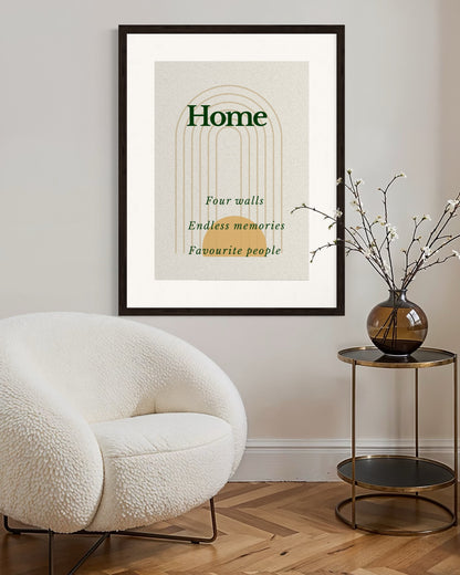 Home | Cozy Scandinavian Wall Art | Minimalist Neutral Print for Modern Living